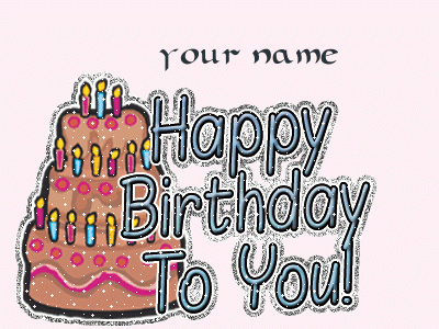 Photo of Write name on happy birthday cake gif picture