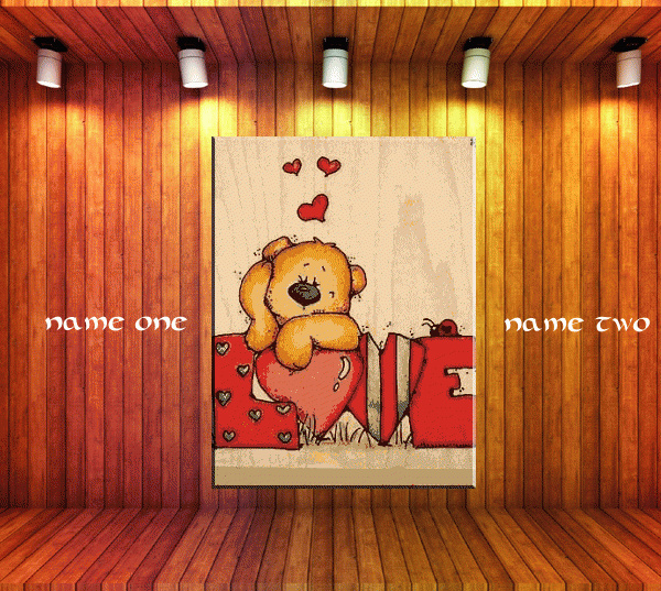 Photo of write your name and your love name on animated love bear