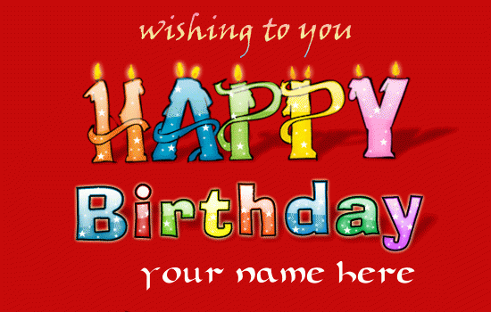 Photo of write your name on GIF card wishing to you happy birthday