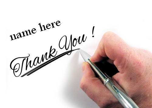 Photo of write your friend name on thank you image