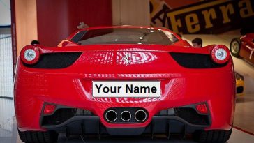 name on ferrari number plate
