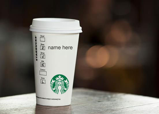 Photo of write your name on starbucks coffe cup