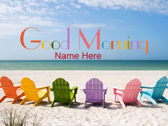 Photo of write name on good morning Warm air beach
