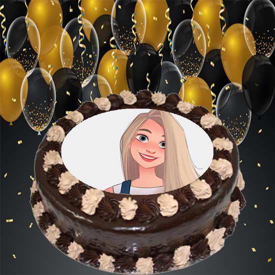 Photo Frame happy birthday Chocolate Cake and Celebration Balloons - Photo Frame happy birthday Chocolate Cake and Celebration Balloons