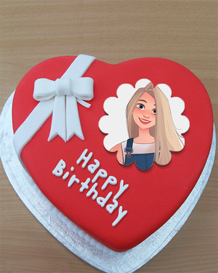 Photo frame with red heart cake - Photo frame with red heart cake