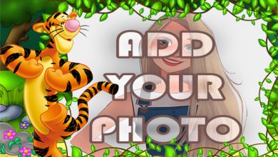 Photo of funny tiger in woods kids cartoon photo frame