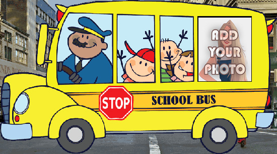 yellow school bus kids cartoon photo frame - yellow school bus kids cartoon photo frame