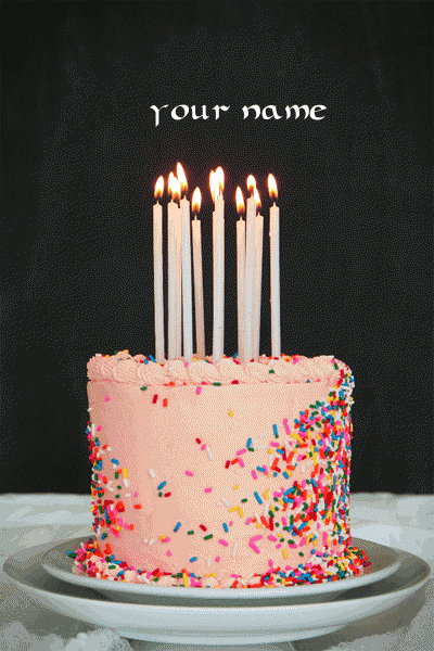 Write name on birthday cake with candle – 