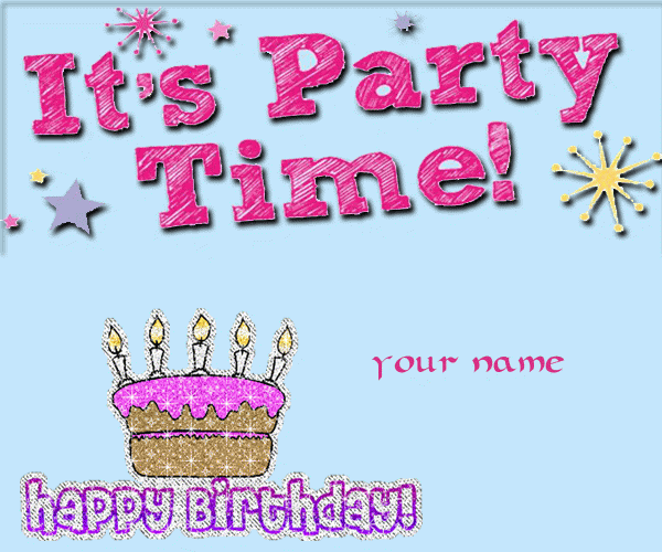 Photo of write your name on birthday party gif card