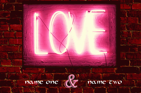 Photo of write your name and your love name on animated i love image