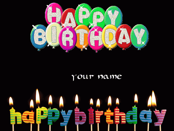 Photo of Write your Name on gif happy birthday balloons