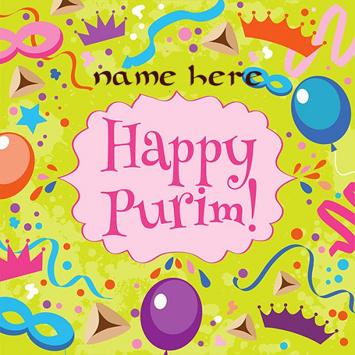 Purimcard - write your two names on happy bear anniversary photo
