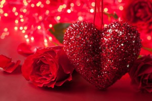 rose and red heart