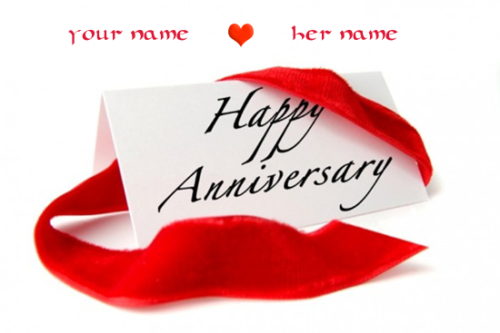 Photo of write your two lovers names on happy anniversary card