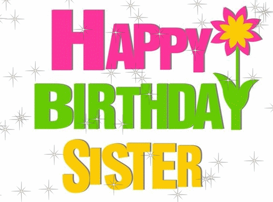 Happy Birthday Sister animated - blonde girl and the flowers