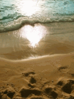 Heart on the beach - Good Night Gifs