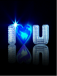 I luv u glitter animated gif - write yours characters on two hearts in cube