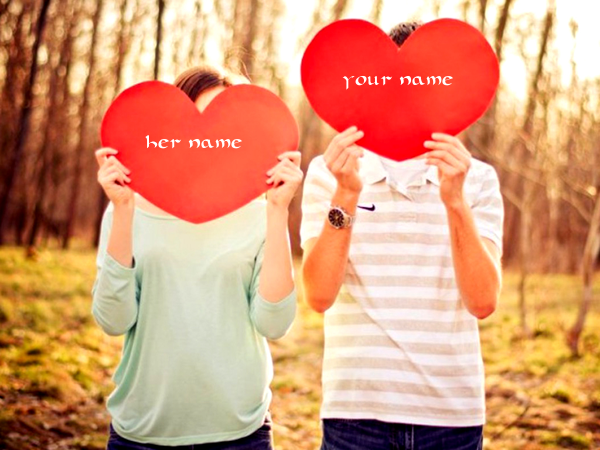 Photo of write your names on two hearts photo image