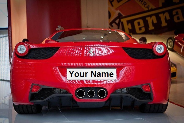 name on ferrari number plate