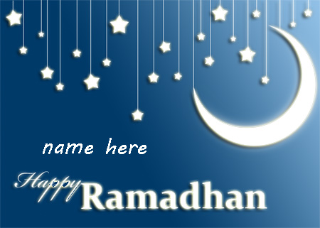Happy Ramadhan by Bint M7am - write your name on tree reflection on water gif photo