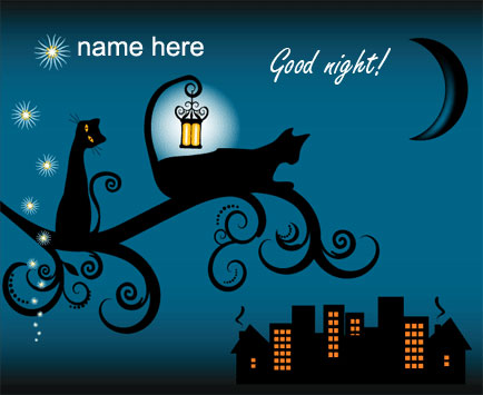 Photo of write name on gif good night Wish card