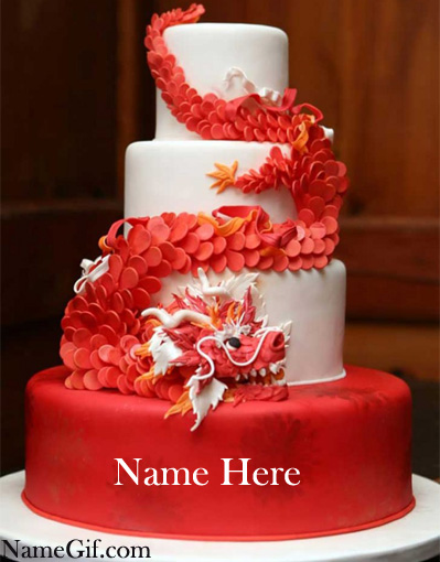 Photo of write name birthday cake red big cake