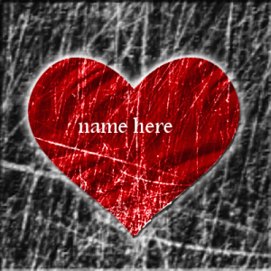 Photo of write name on gif red heart image