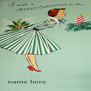 Photo of write name on vintage girl merry christmas