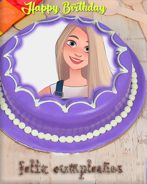 Birthday cake Photo frame purple star cake - Birthday cake Photo frame purple star cake