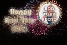 Happy New Year 2021 Photo Frame with colored fireworks 220x150 - write your name on Ferrari number plate