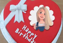 Photo frame with red heart cake 220x150 - add name on Happy birthday to you cake Photo
