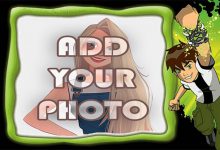 ben 10 lets transform kids cartoon photo frame 220x150 - write yours characters on heart eyes emoji
