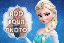 elsa with frozen background kids cartoon photo frame 220x150 - write your name on Roses