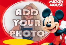 fun mickey mouse kids cartoon photo frame 220x150 - write your friend name on happy vacation image