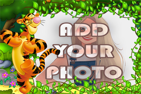 funny tiger in woods kids cartoon photo frame - funny tiger in woods kids cartoon photo frame