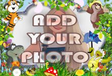 garden animals kids cartoon photo frame 220x150 - Happy birthday greetings photo