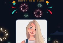 happy new year photo frame online 220x150 - blonde girl and the flowers