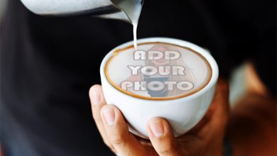 Photo of latte coffee mug photo frame