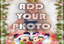 mickey mouse Christmas kids cartoon photo frame 220x150 - write yours characters on heart eyes emoji