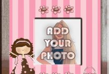 nice girl pink frame kids cartoon photo frame 220x150 - write on gif Roses photo