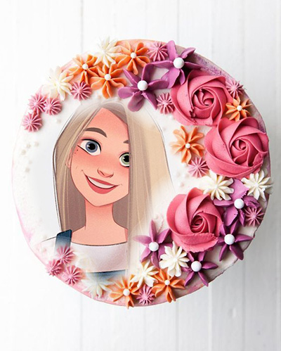 photo frame happy new year cake with circle of roses - photo frame happy new year cake with circle of roses