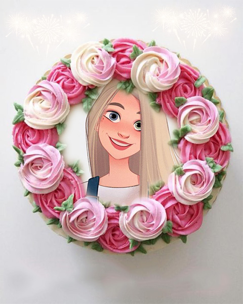 photo frame happy new year cake with colorful roses - photo frame happy new year cake with colorful roses