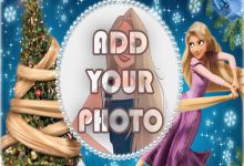 rapunzel and christmas tree kids cartoon photo frame 220x150 - write your lover name on happy anniversary