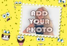 spongebob funny smile kids cartoon photo frame 220x150 - write your name on Ramadan Kareem gif card