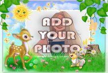 the pretty Deer kids cartoon photo frame 220x150 - write your name with romantic butterfly gif photo