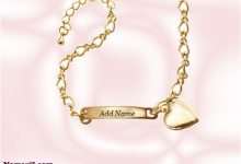 Add name on heart charm bracelet gold plated 220x150 - love photo frame online pixiz