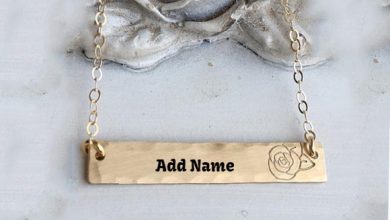 Photo of Beautiful Rose Bar Pendant Jewelry With Your Name Print