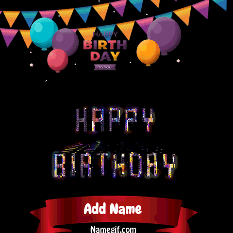 Photo of add name on happy birthday Gif Card with disco ball with name on it