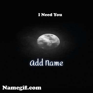 add name on moon at night with cloud gif image - love on a blue heart animated gif