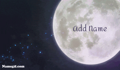 add name on moon with shining stars gif images - funny girl animated
